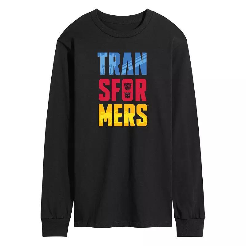 Men's Transformers Logo Long Sleeve Graphic Tee, Size: XXL, Black Product Image