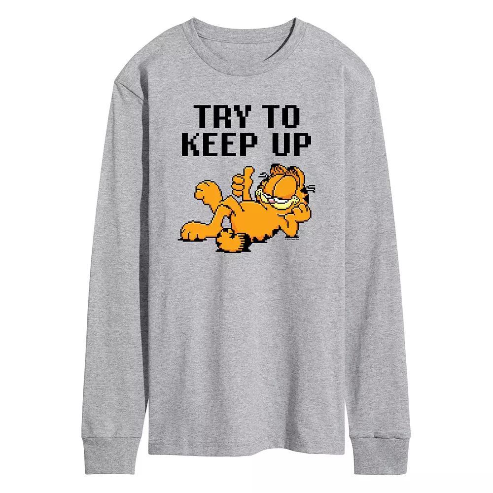 Men's Garfield Try To Keep Up Long Sleeve Graphic Tee,  Product Image