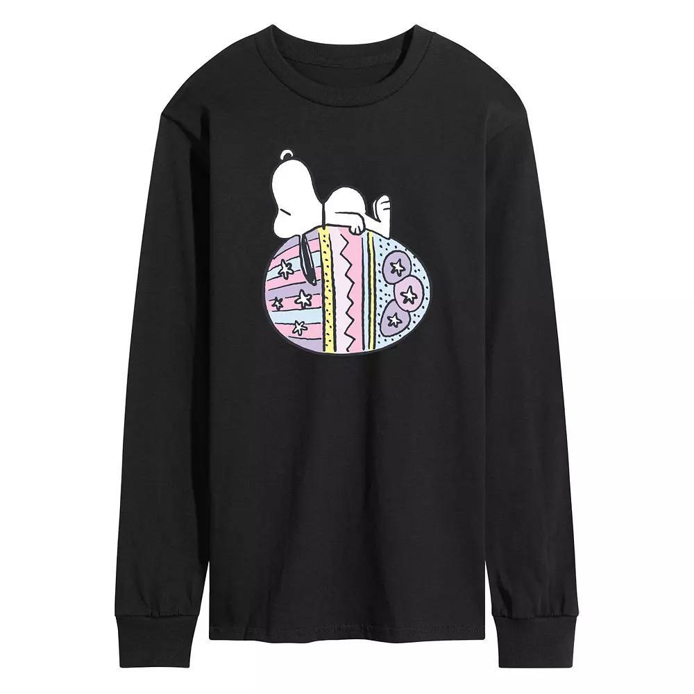 Men's Peanuts Snoopy Easter Egg Long Sleeve Graphic Tee, Size: XL, Black Product Image