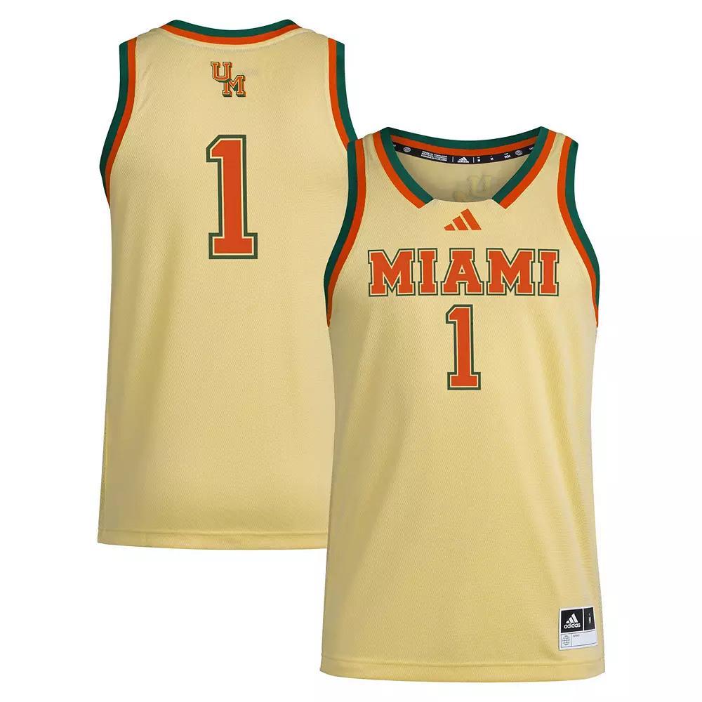 Men's adidas #1 Yellow Miami Hurricanes Swingman Jersey, Size: XL Product Image