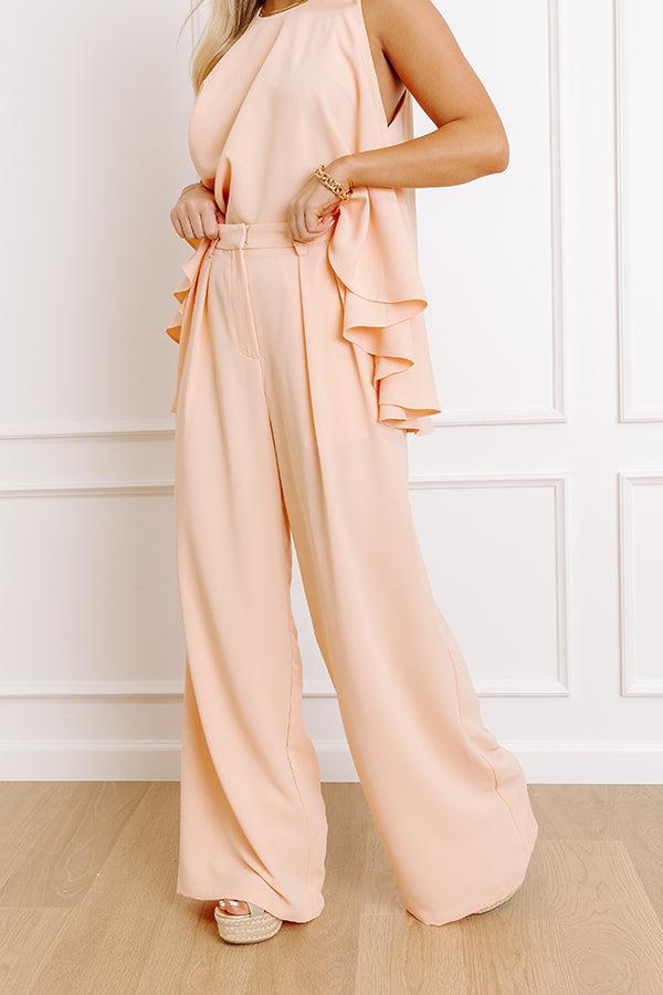 Courtyard Charm High Waist Wide Leg Pants in Peach Product Image