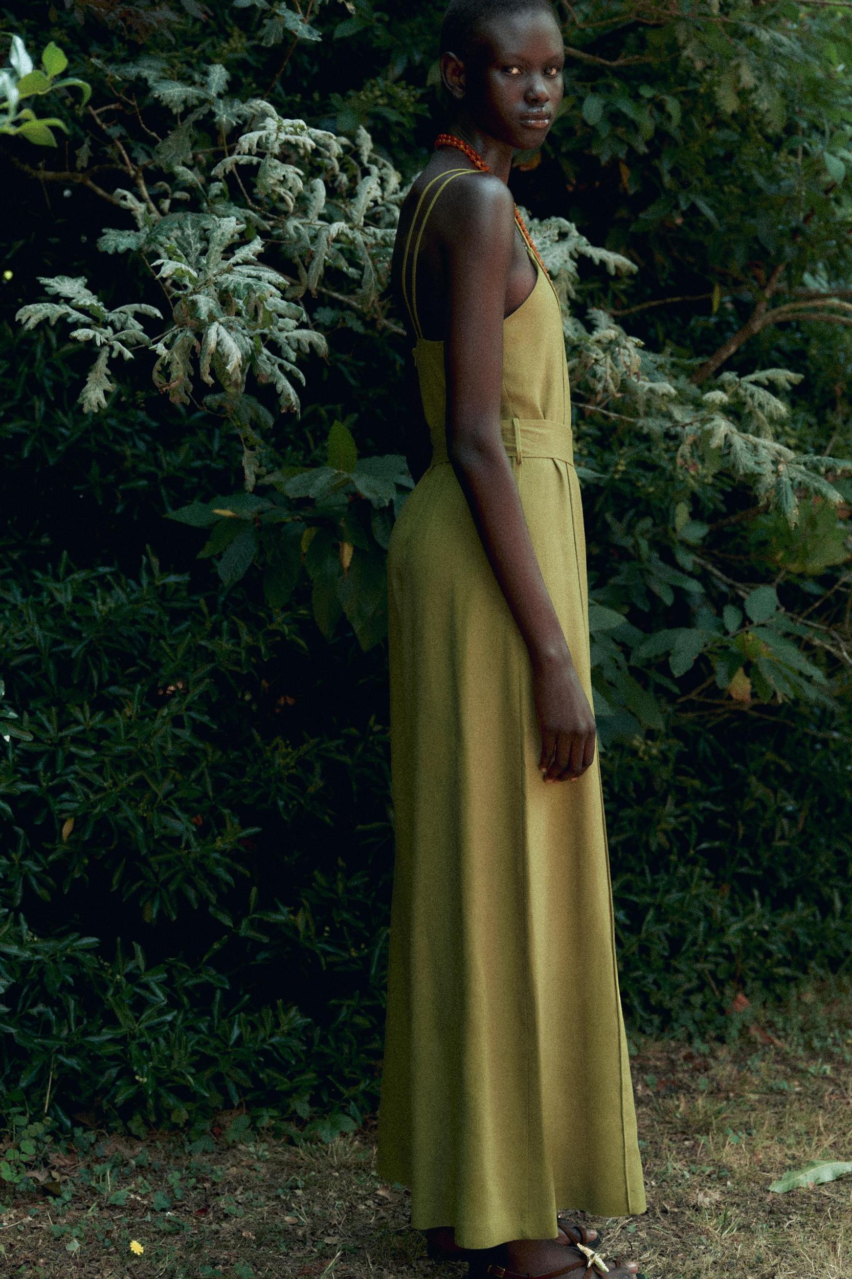 WIDE-LEG STRAPPY LINEN JUMPSUIT Product Image