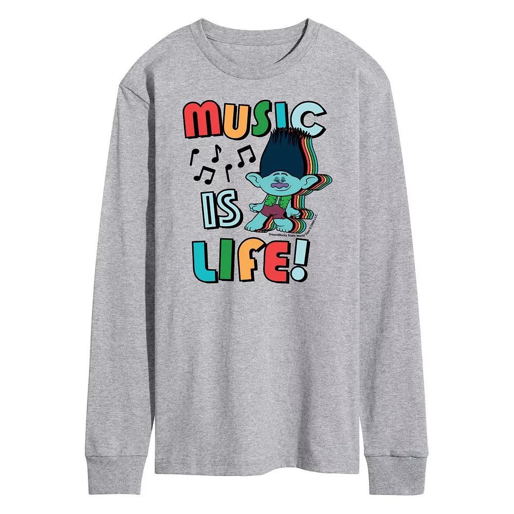 Men's Trolls Music Is Life Long Sleeve Tee,  Product Image