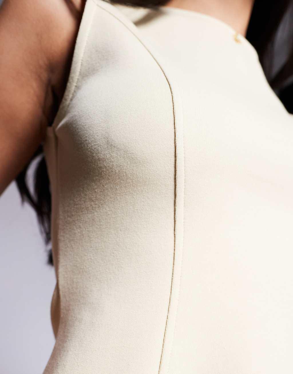 ASOS DESIGN peplum interlock sleeveless top in lemon Product Image