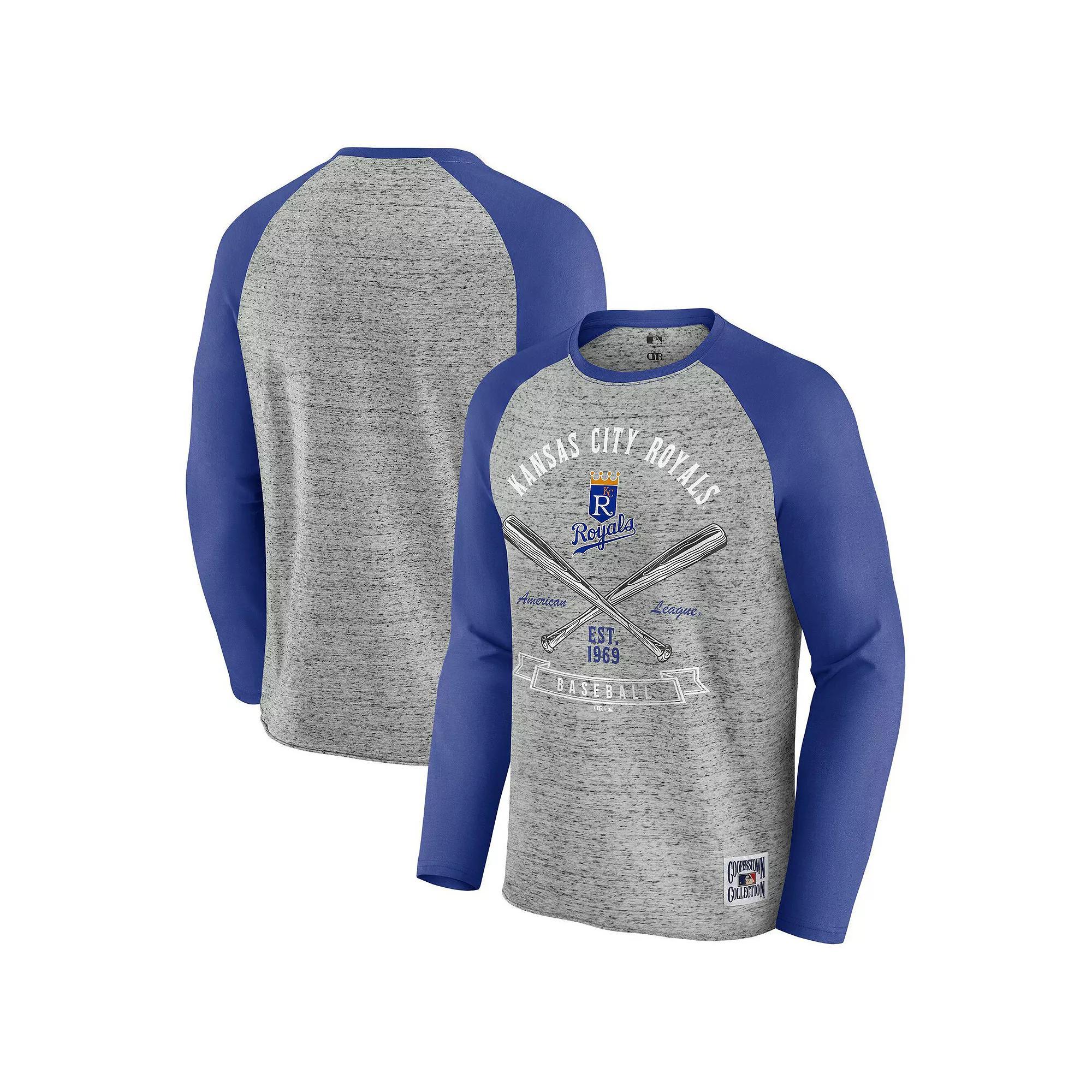 Men's Darius Rucker Collection by Fanatics Heather Gray Minnesota Twins Raw Edge Raglan Long Sleeve Baseball T-Shirt,  Product Image