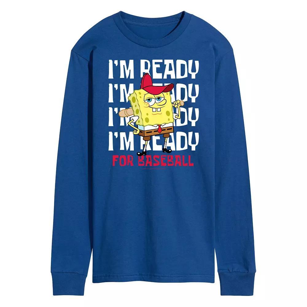 Men's Nickelodeon SpongeBob SquarePants Ready For Baseball Long Sleeve Graphic Tee, Size: XL, Black Product Image