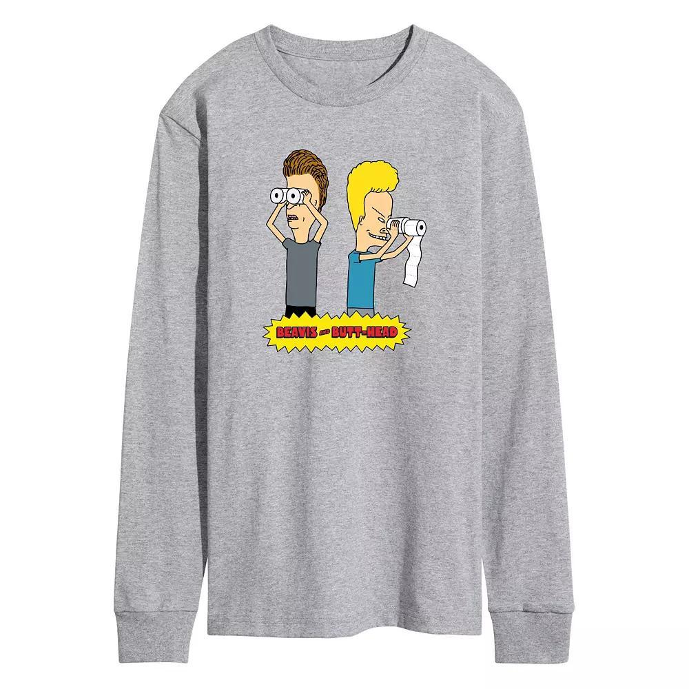 Men's Beavis & Butthead Toilet Paper Long Sleeve Graphic Tee,  Product Image