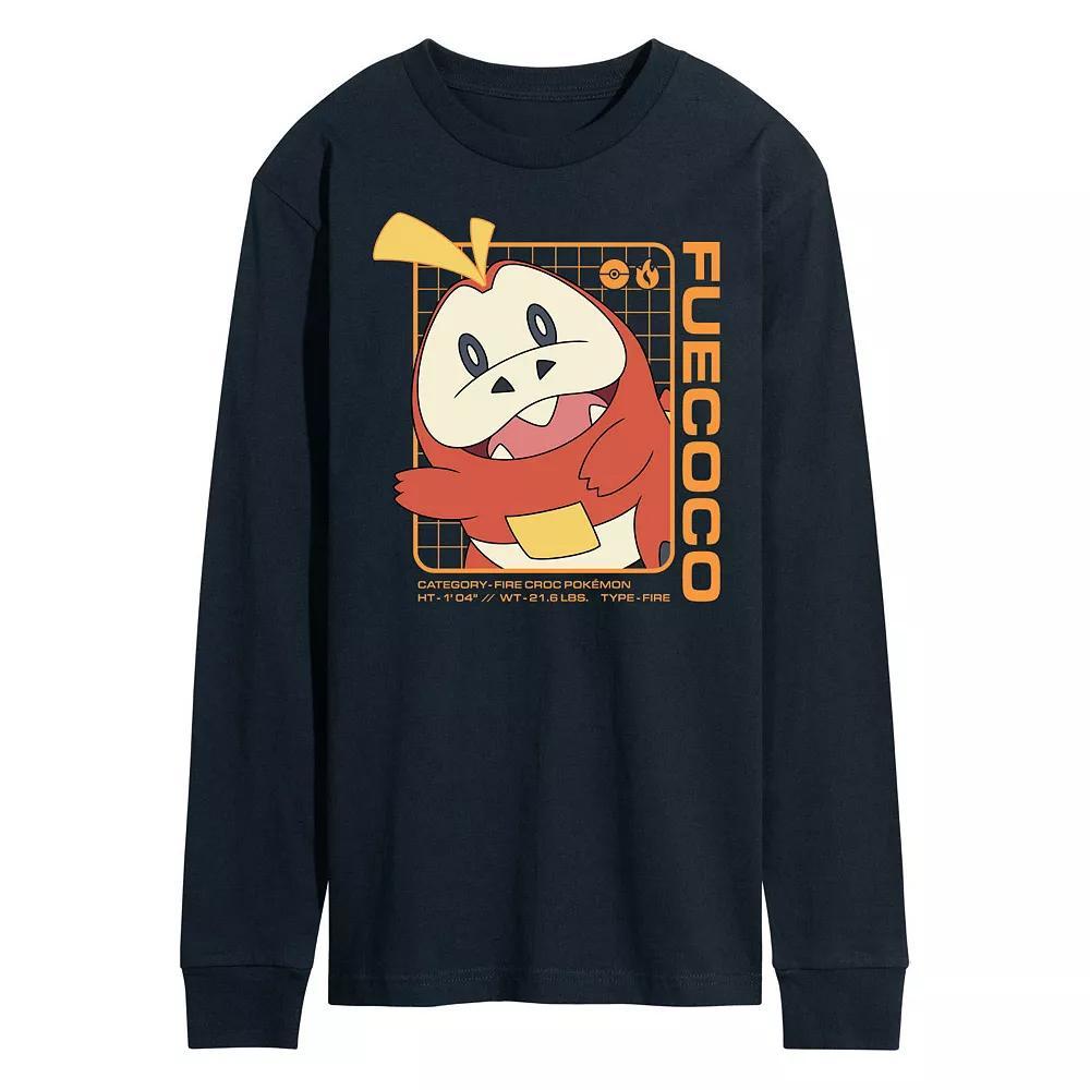 Men's Pokemon Fuecoco Stats Long Sleeve Graphic Tee,  Product Image
