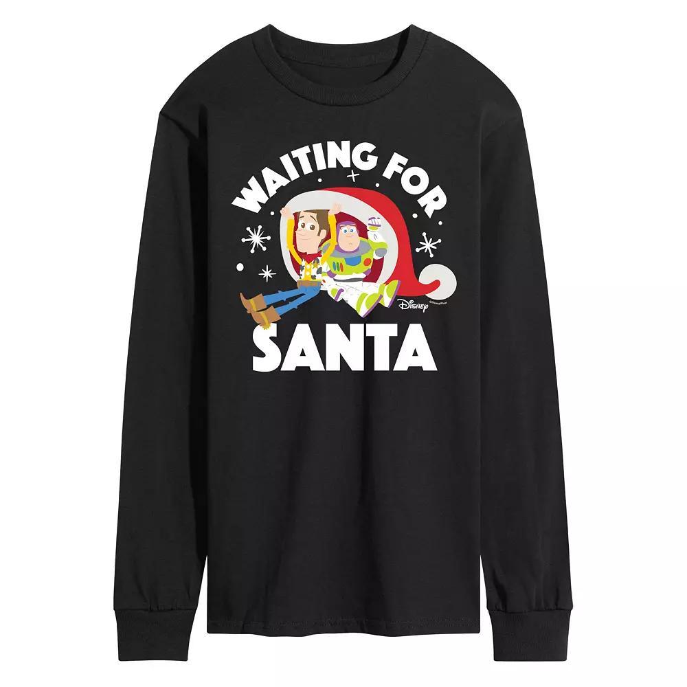 Disney / Pixar's Toy Story Woody & Buzz Lightyear Men's Waiting For Santa Long Sleeve Graphic Tee,  Product Image