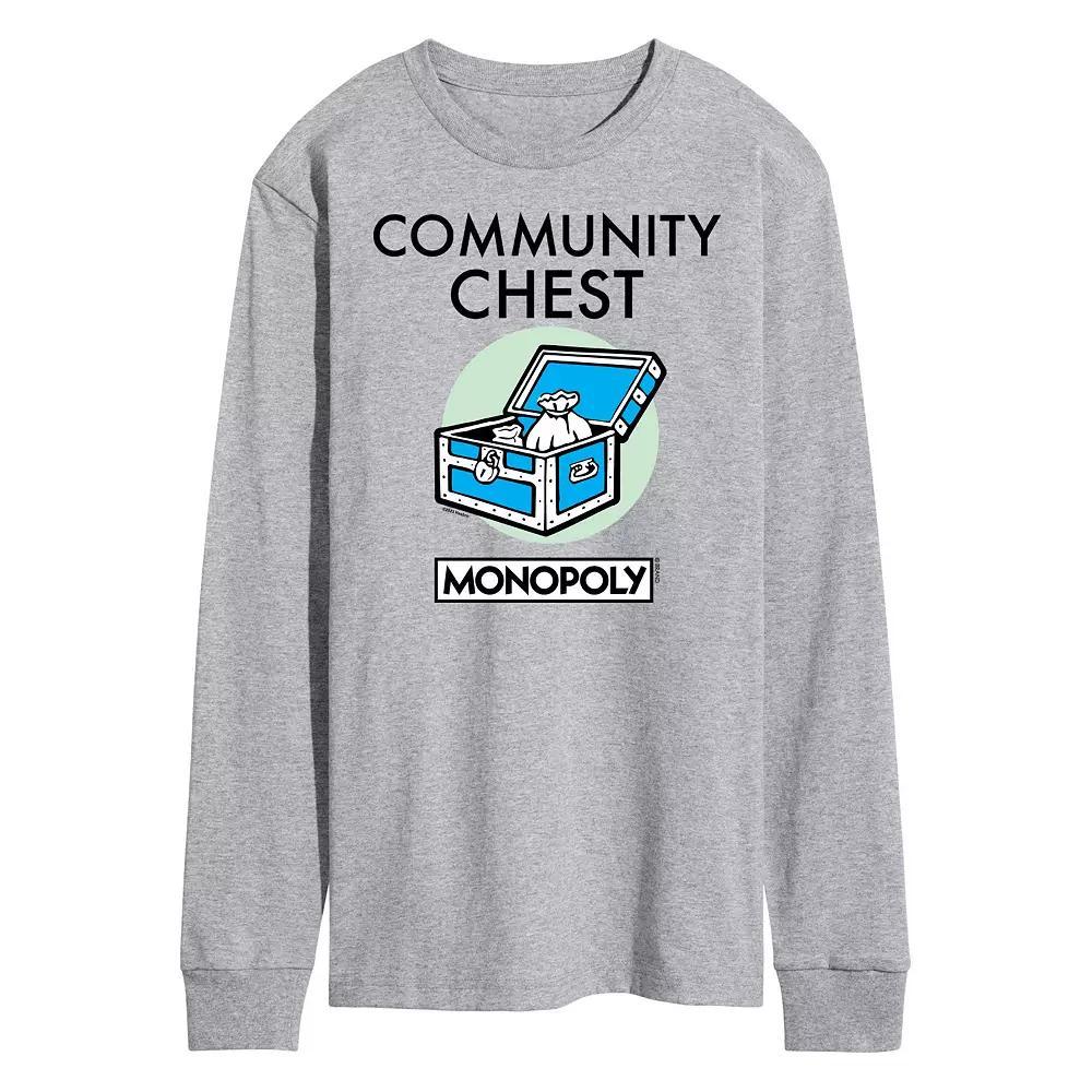 Men's Monopoly Community Chest Long Sleeve Graphic Tee, Size: XXL, Gray Product Image