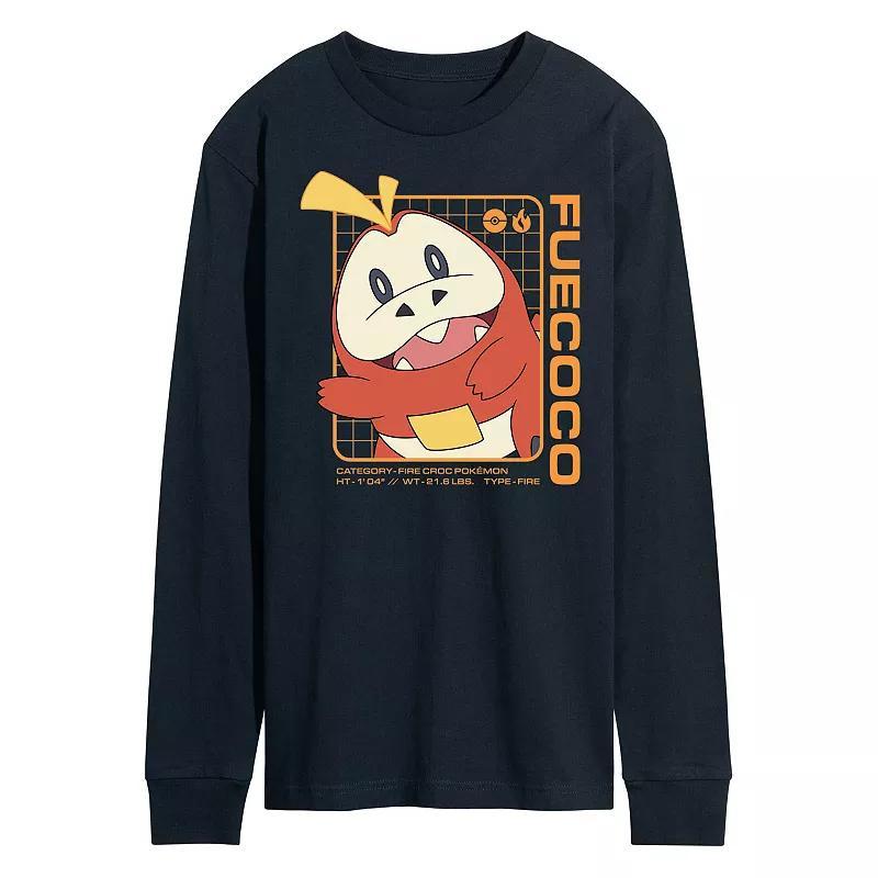 Men's Pokemon Fuecoco Stats Long Sleeve Graphic Tee,  Product Image