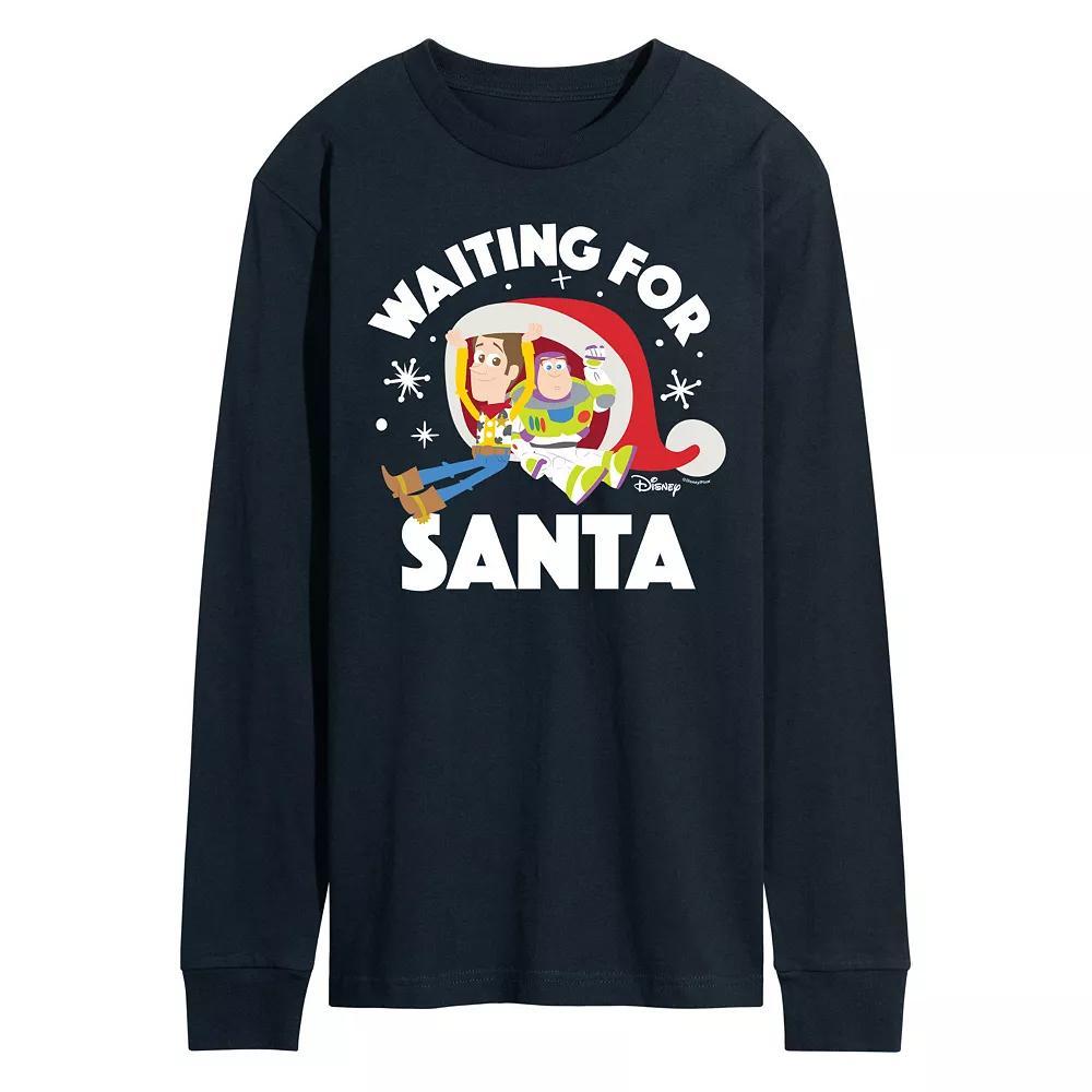 Disney / Pixar's Toy Story Woody & Buzz Lightyear Men's Waiting For Santa Long Sleeve Graphic Tee,  Product Image