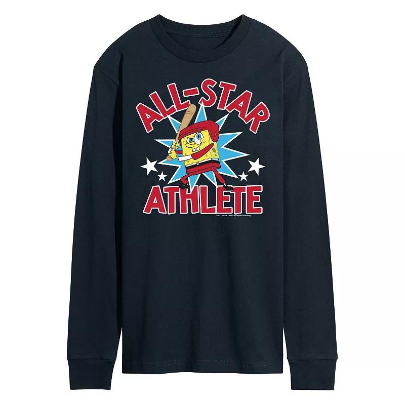 Men's Nickelodeon SpongeBob SquarePants All Star Athlete Long Sleeve Graphic Tee, Size: Small, Blue Product Image