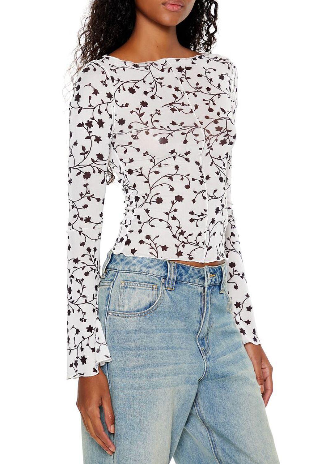 Floral Print Bell-Sleeve Crop Top | Forever 21 Product Image