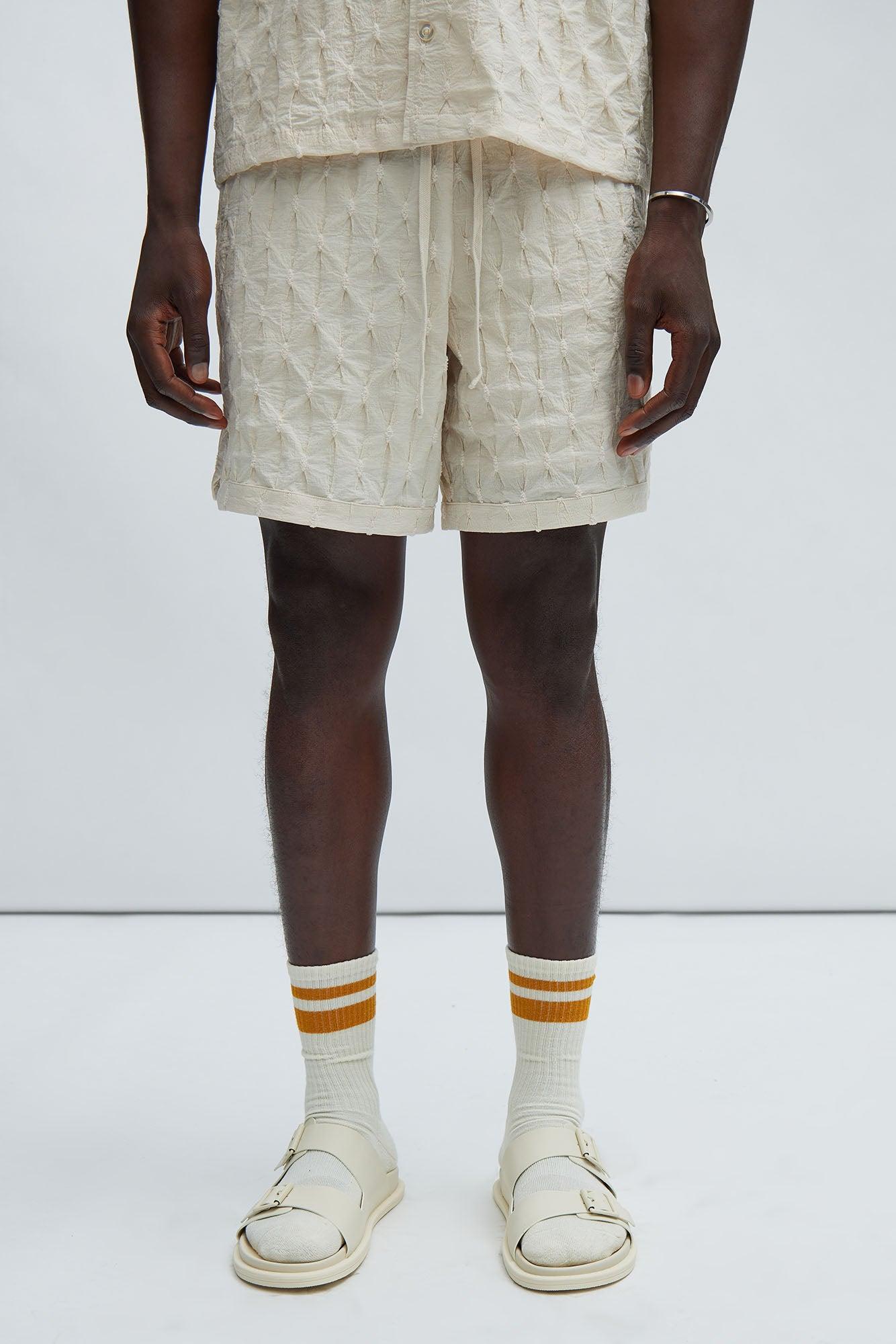 Atticus Textured Warmup Shorts - Tan Product Image