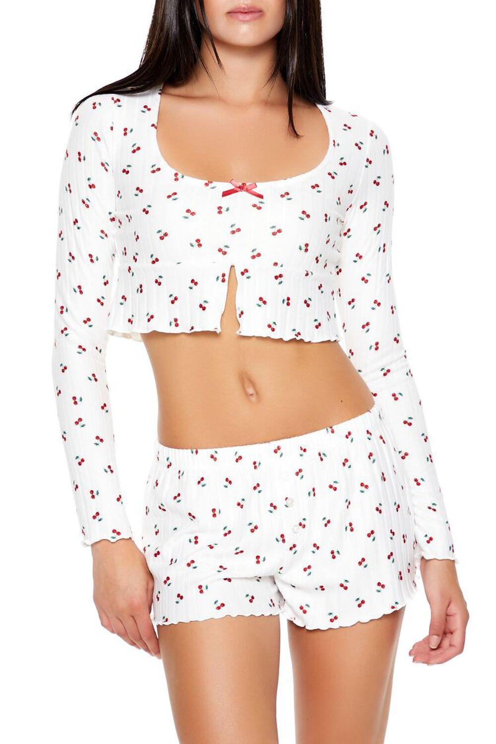 Cherry Print Pajama Crop Top | Forever 21 Product Image