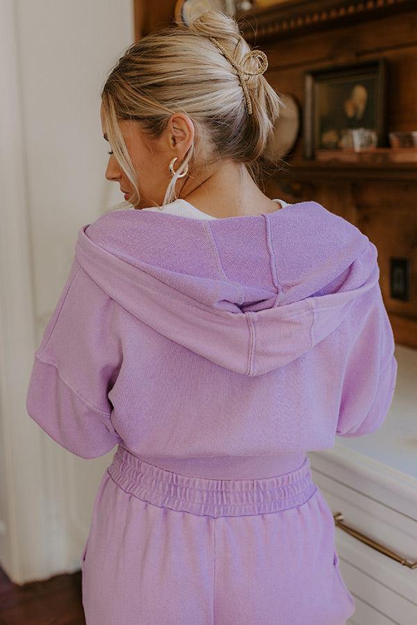 Road Trip Ready Vintage Wash Crop Sweater in Dusty Purple Product Image