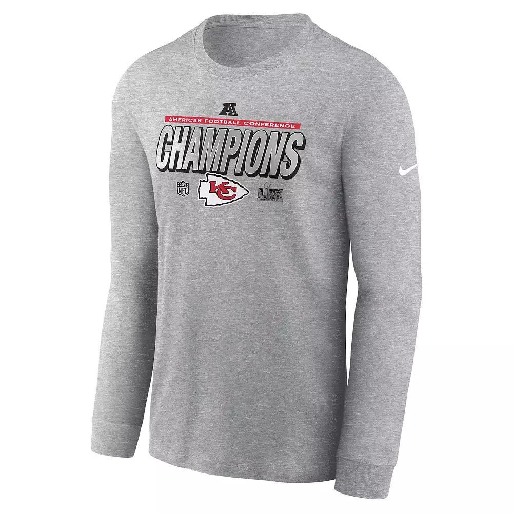 Men's Nike Kansas City Chiefs 2024 AFC Champions Locker Room Trophy Collection Long Sleeve Graphic Tee, Size: Small, Char Product Image