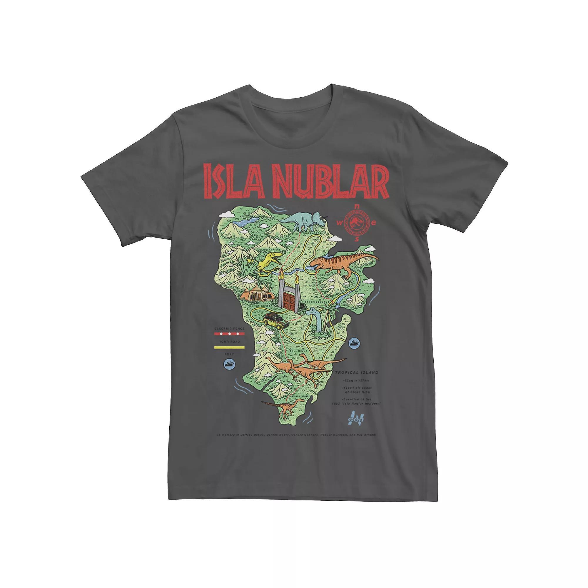 Men's Jurassic Park Islas Nublar Landmark Map Tee,  Product Image