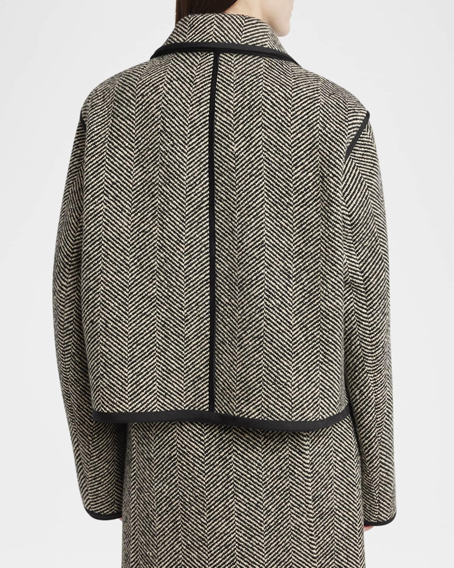Raw-Edge Trim Herringbone Jacket Product Image