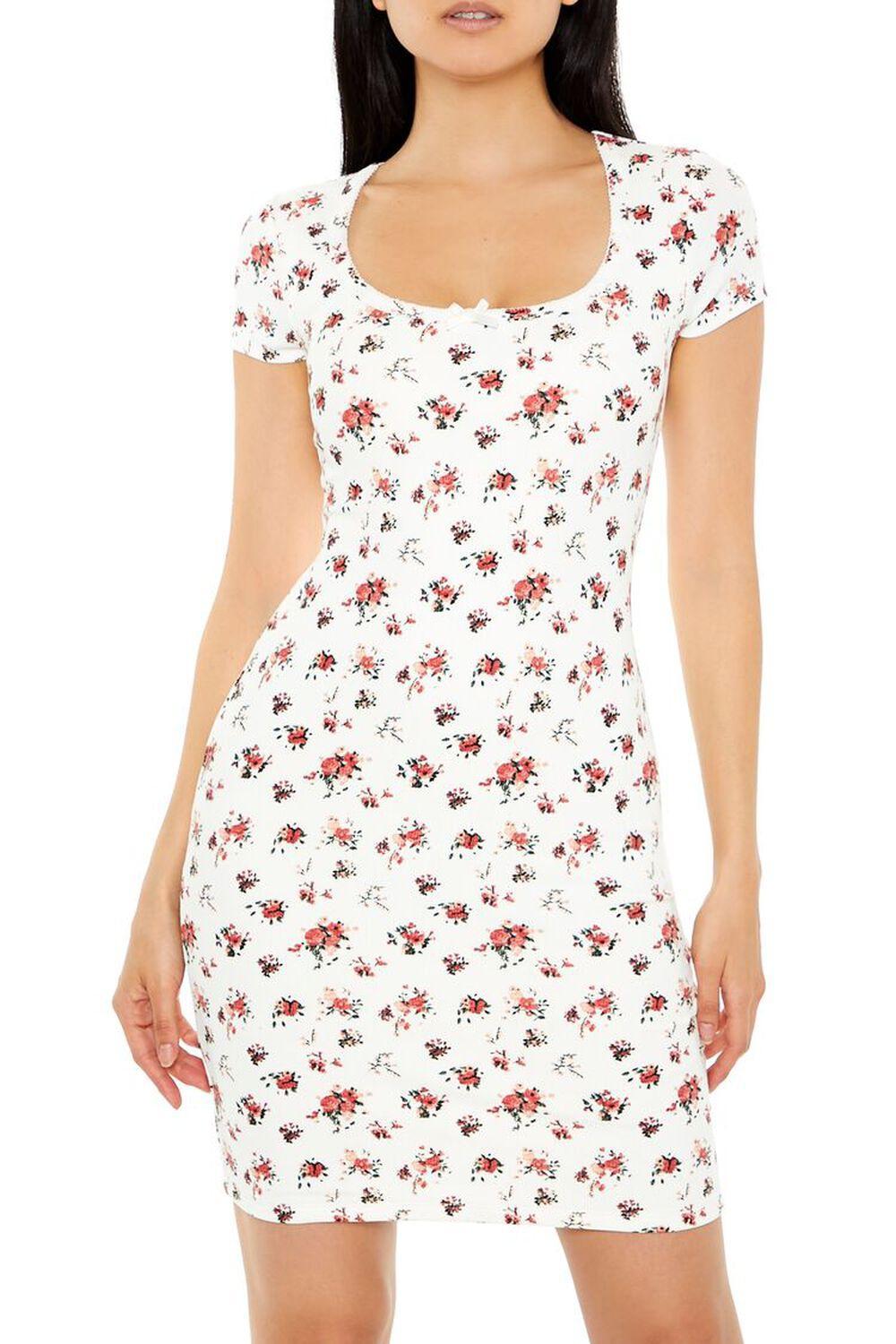 Ditsy Floral Bow Mini Dress | Forever 21 Product Image