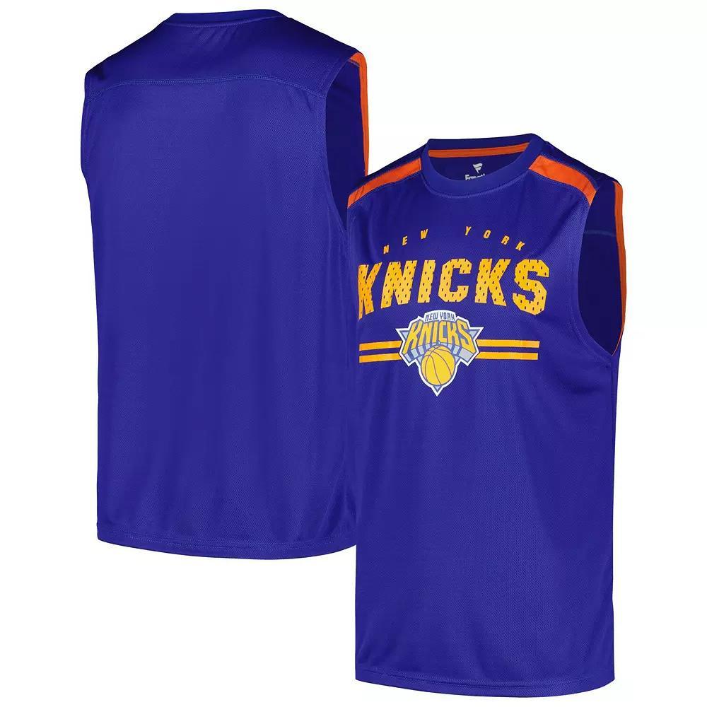 Men's Fanatics Blue New York Knicks Birdseye Muscle Tank Top, Size: Small Product Image