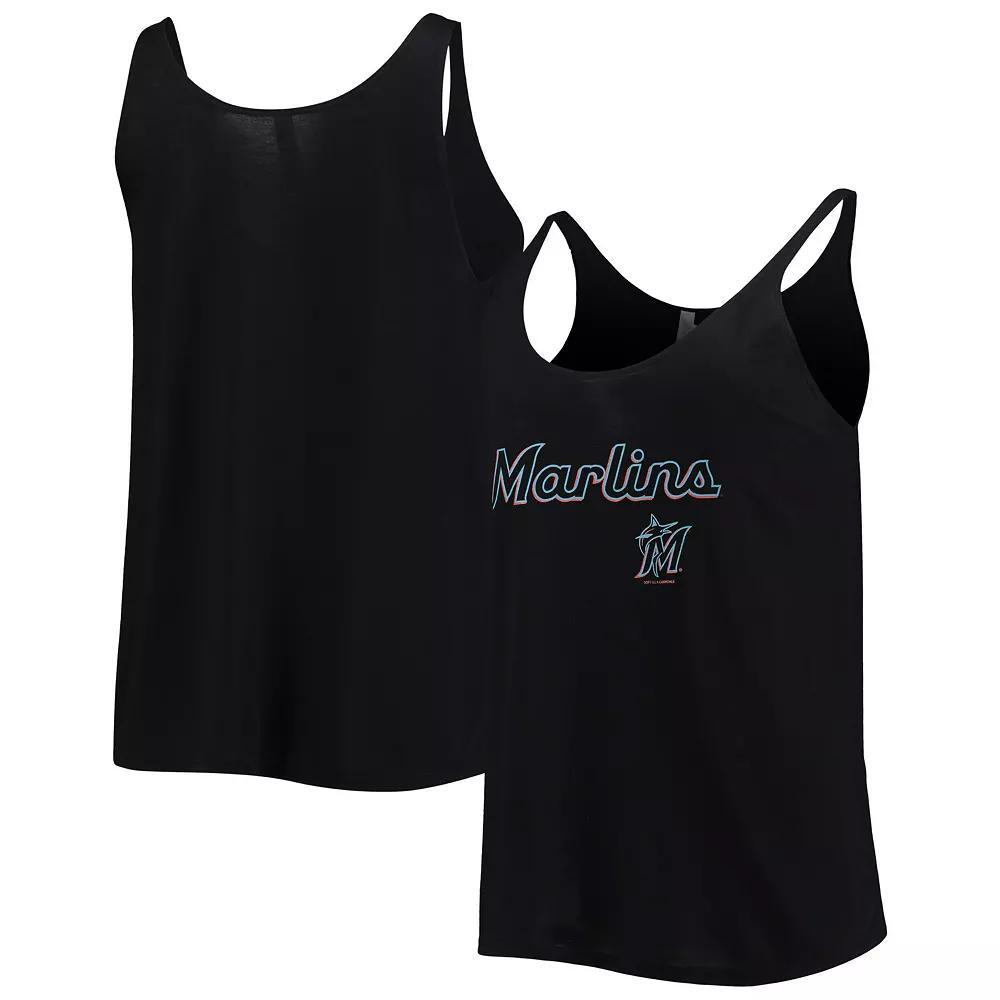 Women's Soft as a Grape Black Miami Marlins Slouchy Tank Top,  Product Image