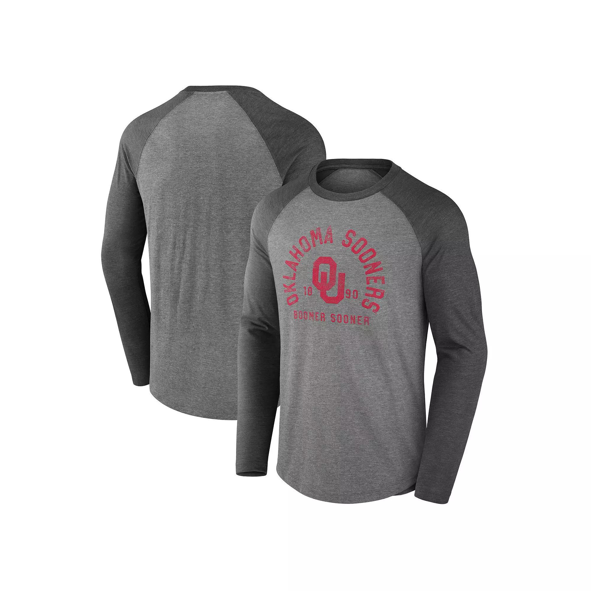 Men's Fanatics Gray Oklahoma Sooners Ball Drop Tri-Blend Raglan Long Sleeve T-Shirt, Size: XL, Grey Product Image