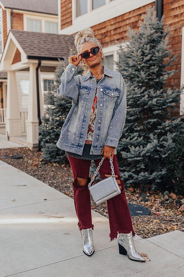 Risen The Eras High Waist Distressed Jean In Wine Product Image