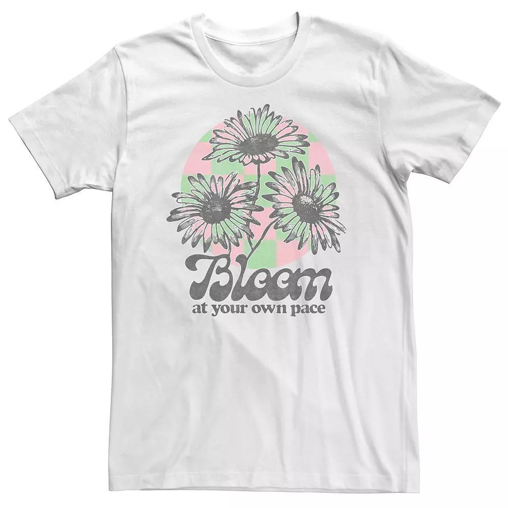 Big & Tall Trendy "Bloom At Your Own Pace" Daisies Tee, Men's, Size: 5XL, White Product Image