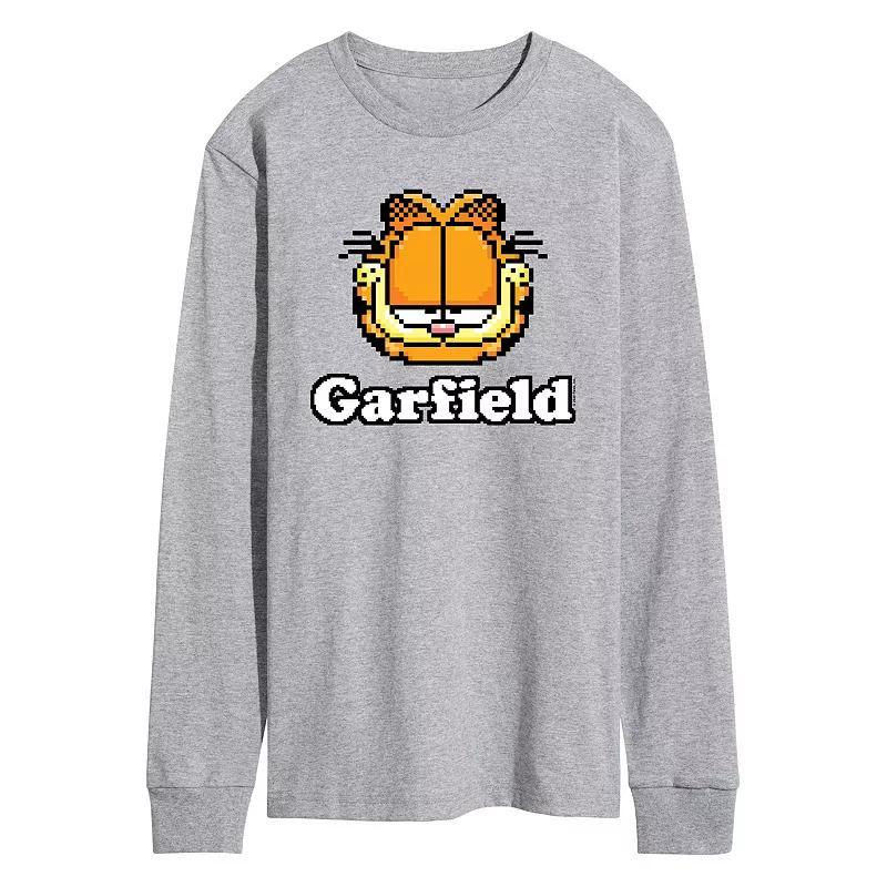 Mens Garfield Video Game Logo Long Sleeve Graphic Tee Grey Gray Product Image