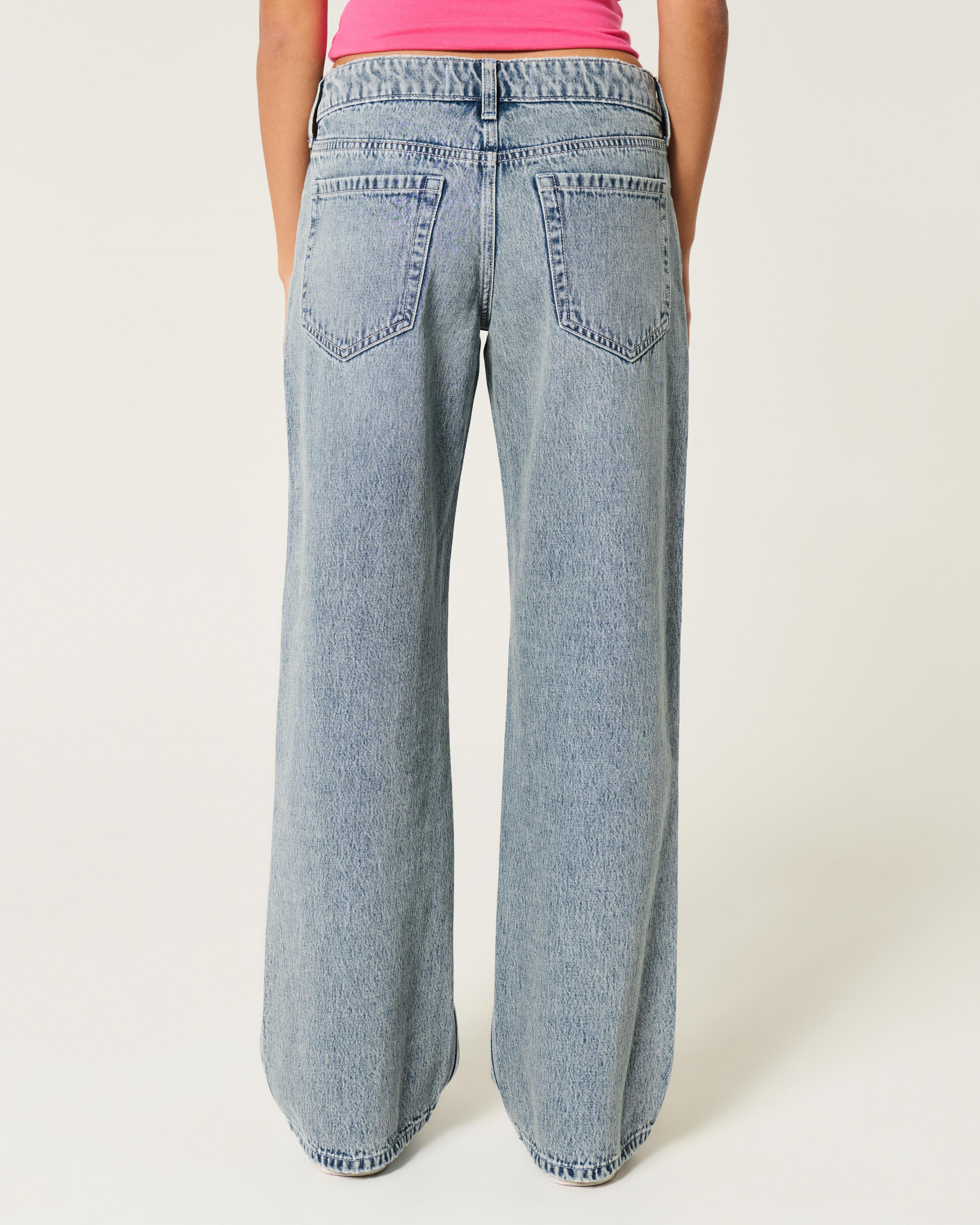 Low-Rise Ripped Light Wash Baggy Jeans Product Image