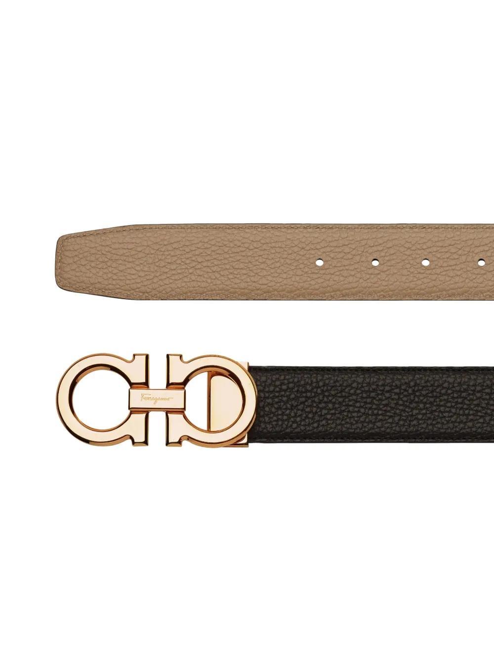 FERRAGAMO Gancini Leather Belt In Neutrals Product Image