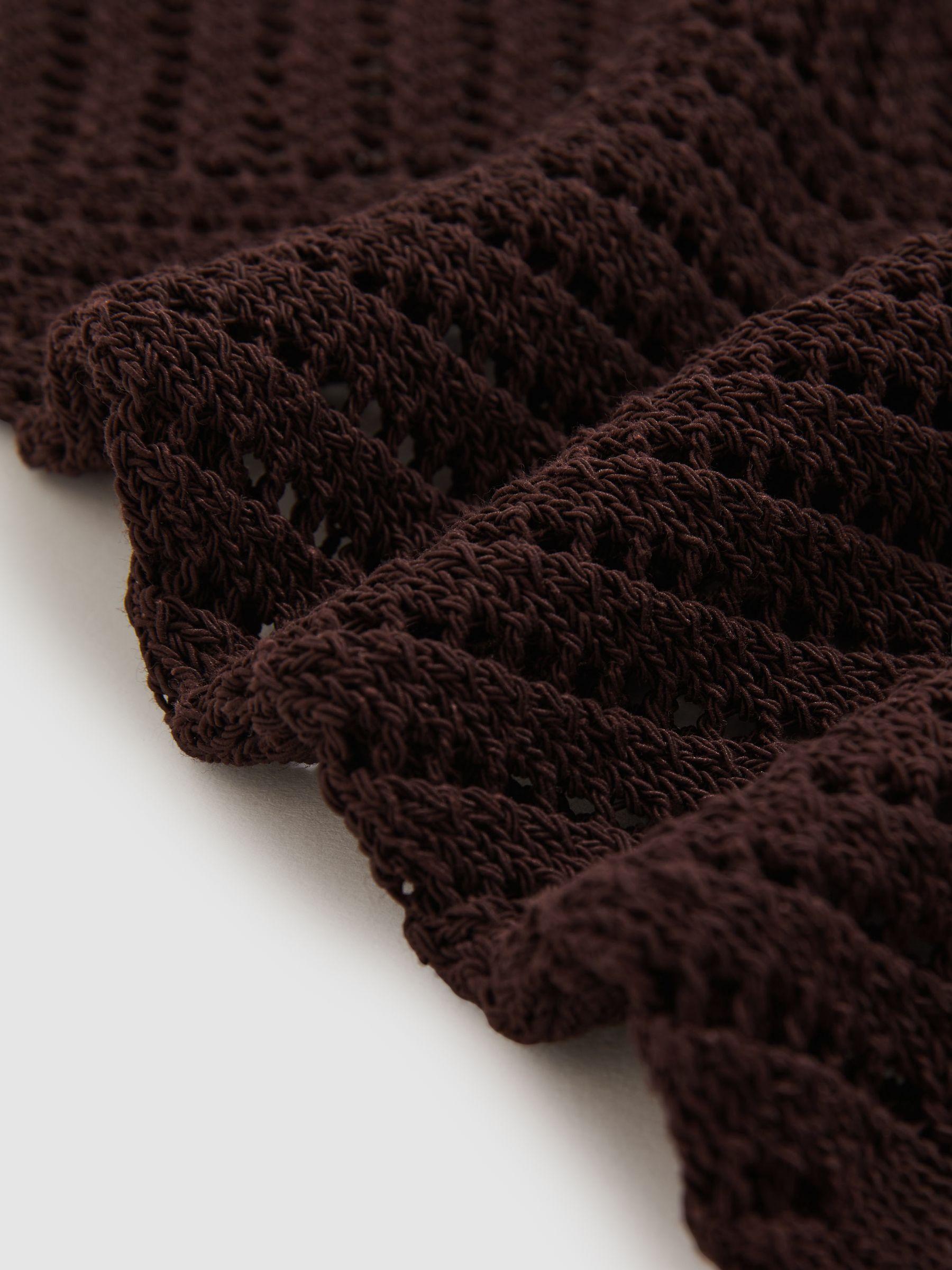 Cotton Blend Open Knit Vest in Chocolate Brown Product Image