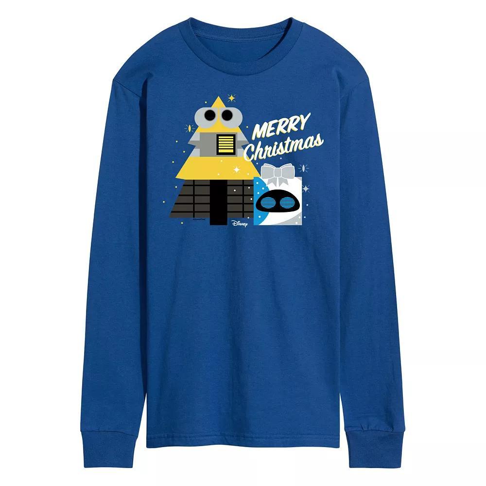 Disney / Pixar's WALL-E Men's Merry Christmas Long Sleeve Graphic Tee, Size: Small, Blue Product Image