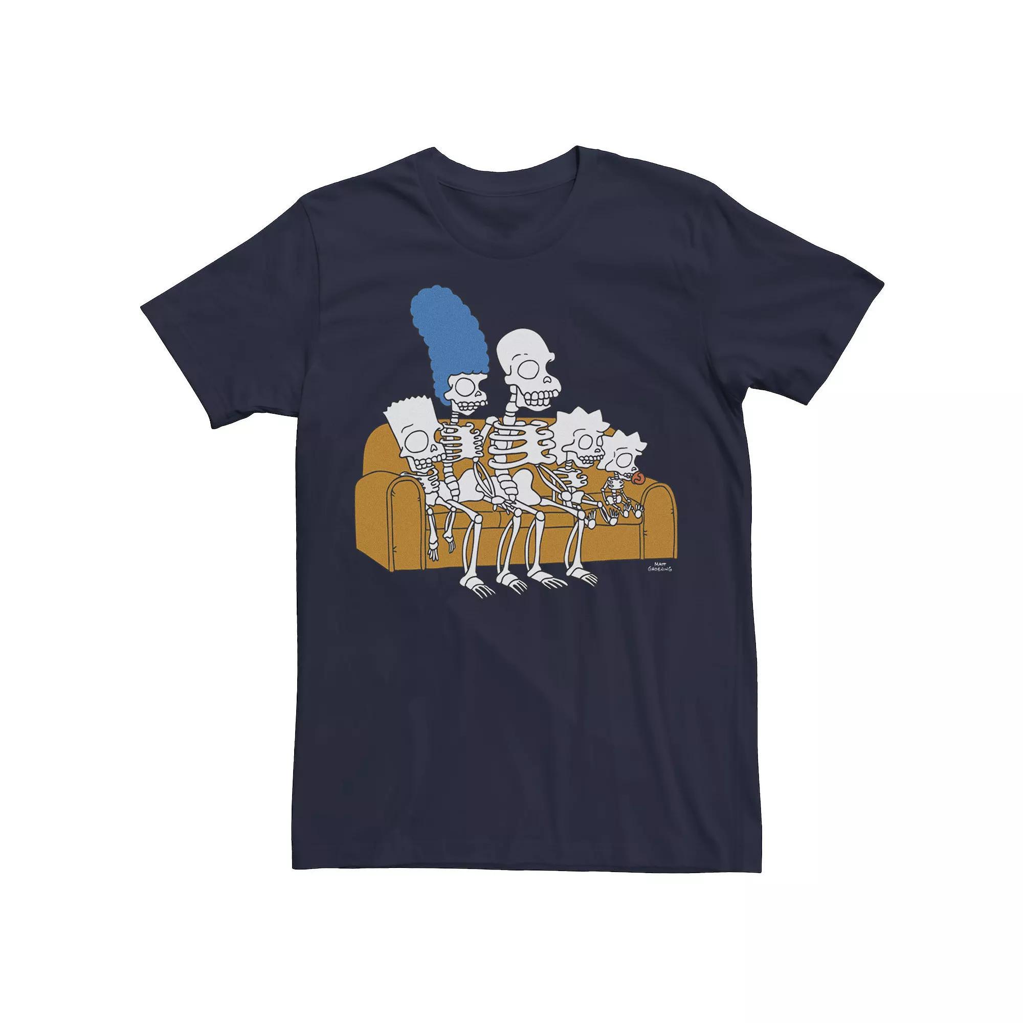 Men's The Simpsons Family Skeletons Couch Gag Tee, Size: Large, Blue Product Image