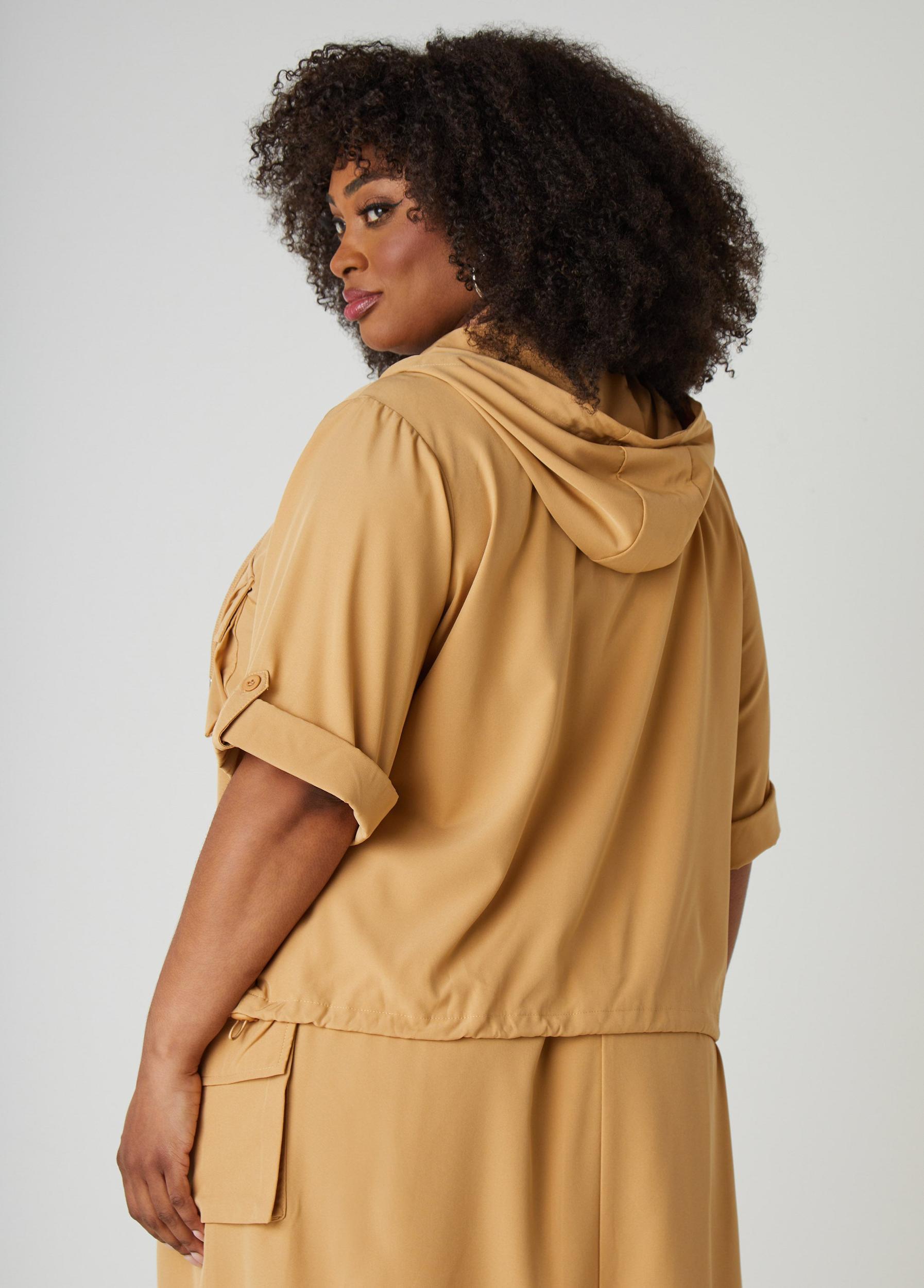 Hooded Drawstring Cargo Jacket Product Image