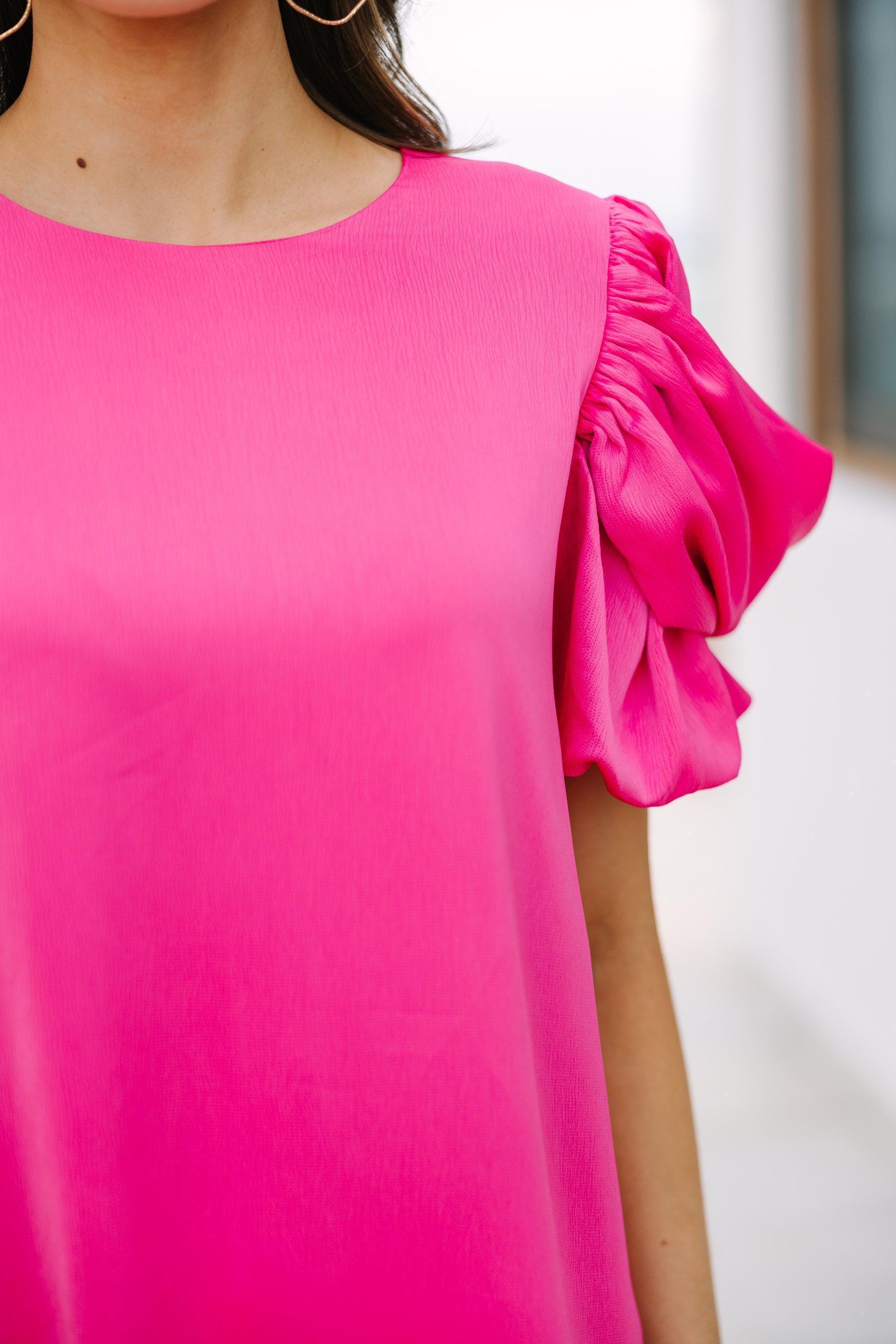 Here For The Drama Pink Draped Sleeve Blouse Female Product Image