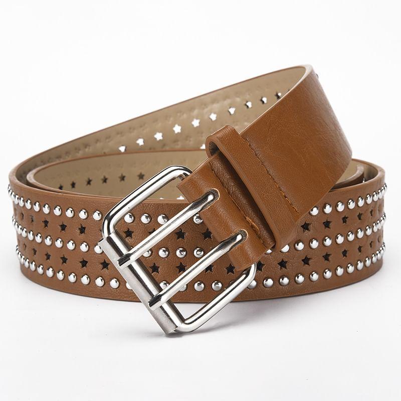 Studded Faux Leather Belt Product Image