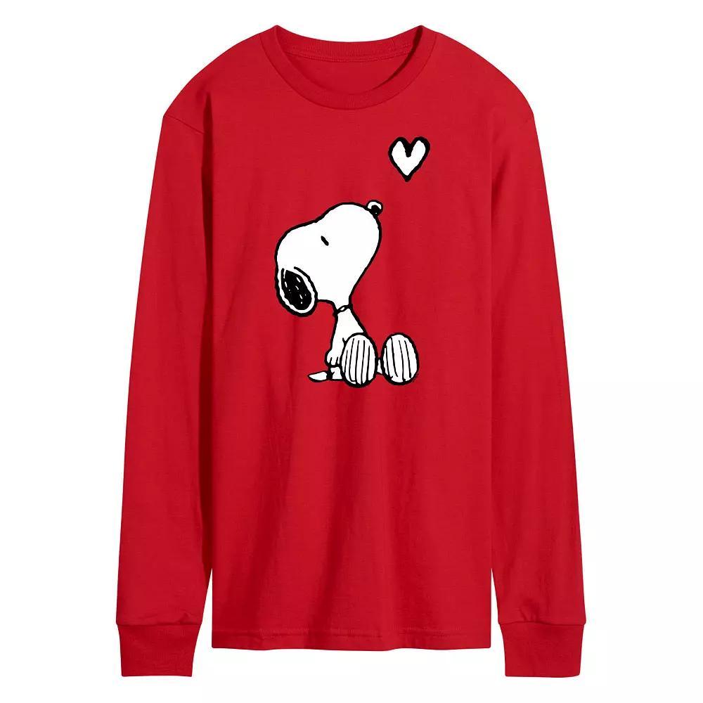 Men's Peanuts Snoopy Heart Long Sleeve Graphic Tee,  Product Image