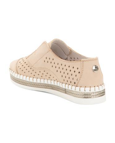 Leather Comfort Perforated Slip On Sneakers for Women | Leather/Man-Made Sole/Metal Product Image