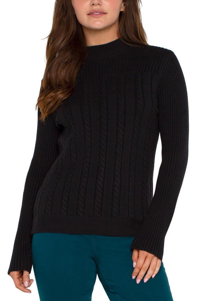 Long Sleeve Mock Neck Cable Sweater Product Image