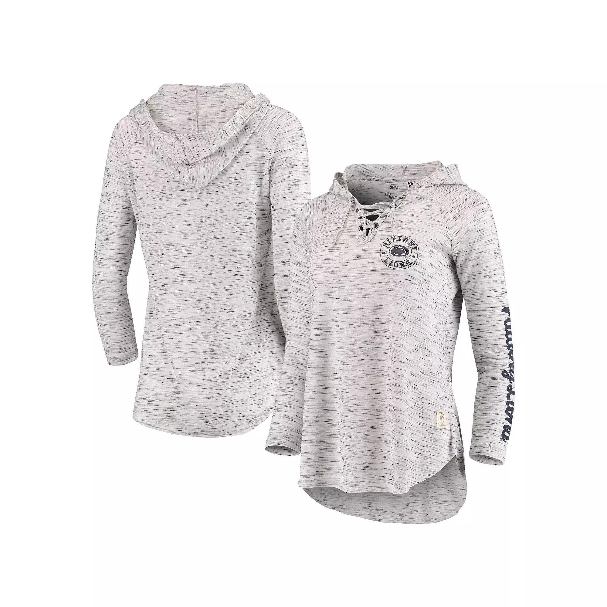 Women's Pressbox Gray Penn State Nittany Lions Space Dye Lace-Up V-Neck Long Sleeve T-Shirt, Size: Small, Grey Product Image