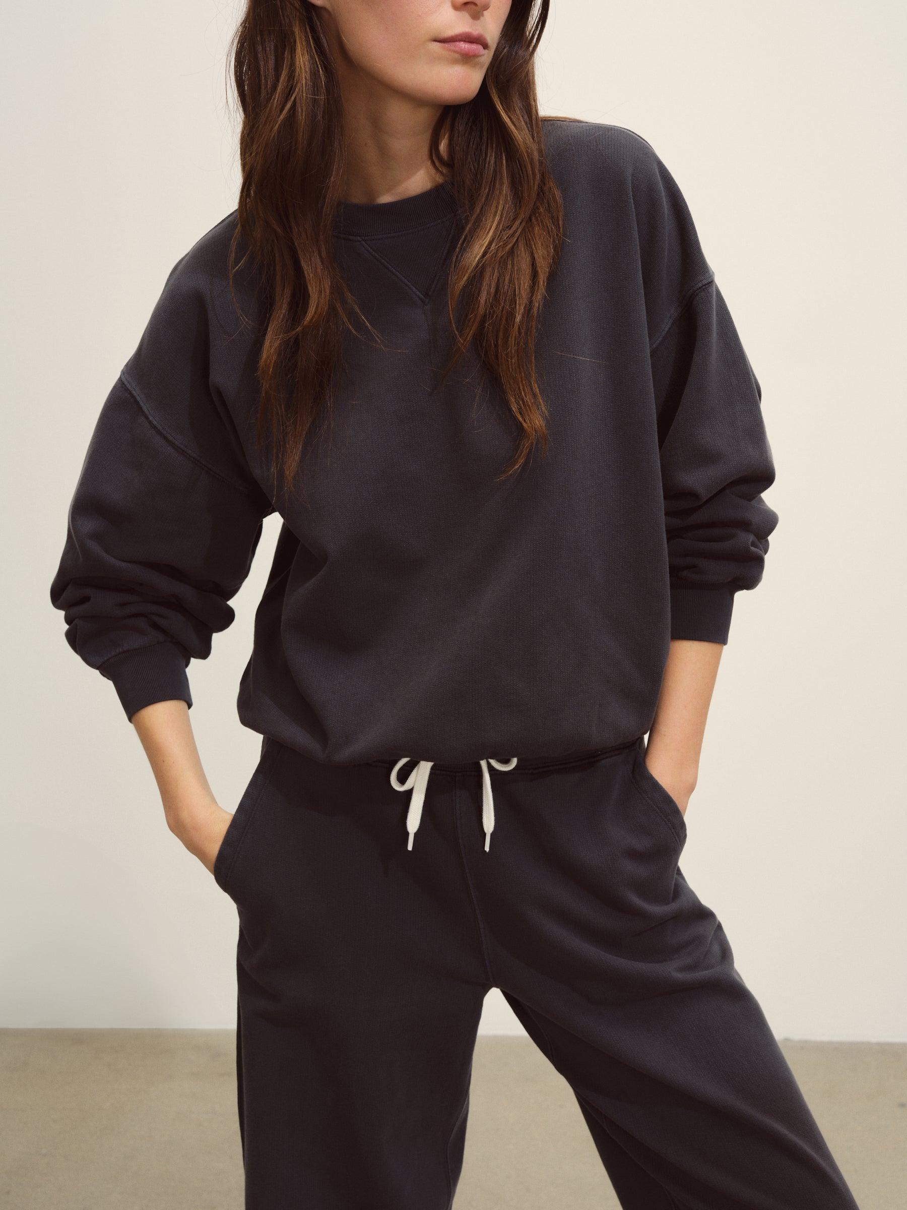 Soft Black Venice Wash Vintage Interloop Oversized Crew Product Image