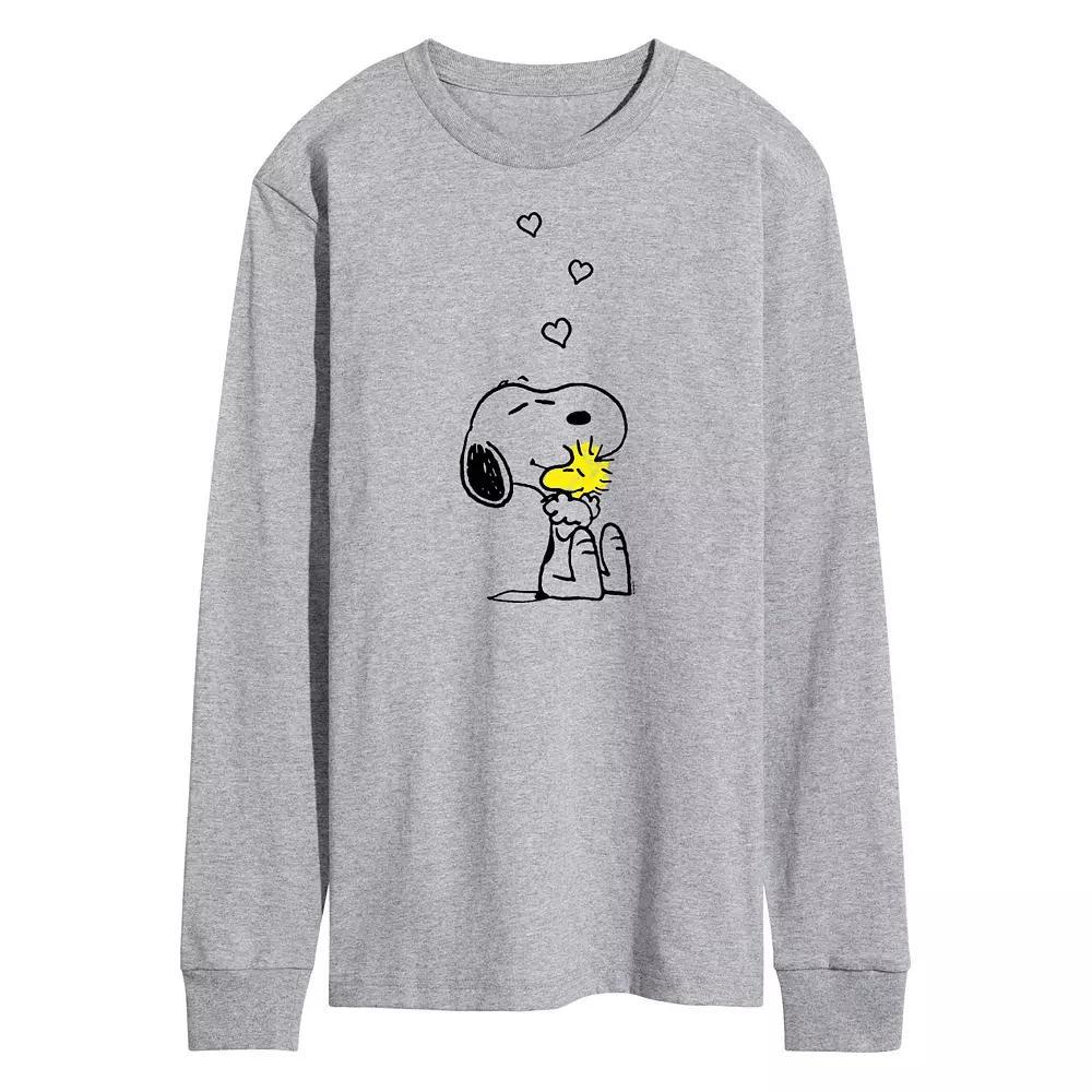 Men's Peanuts Hugs And Love Long Sleeve Graphic Tee,  Product Image