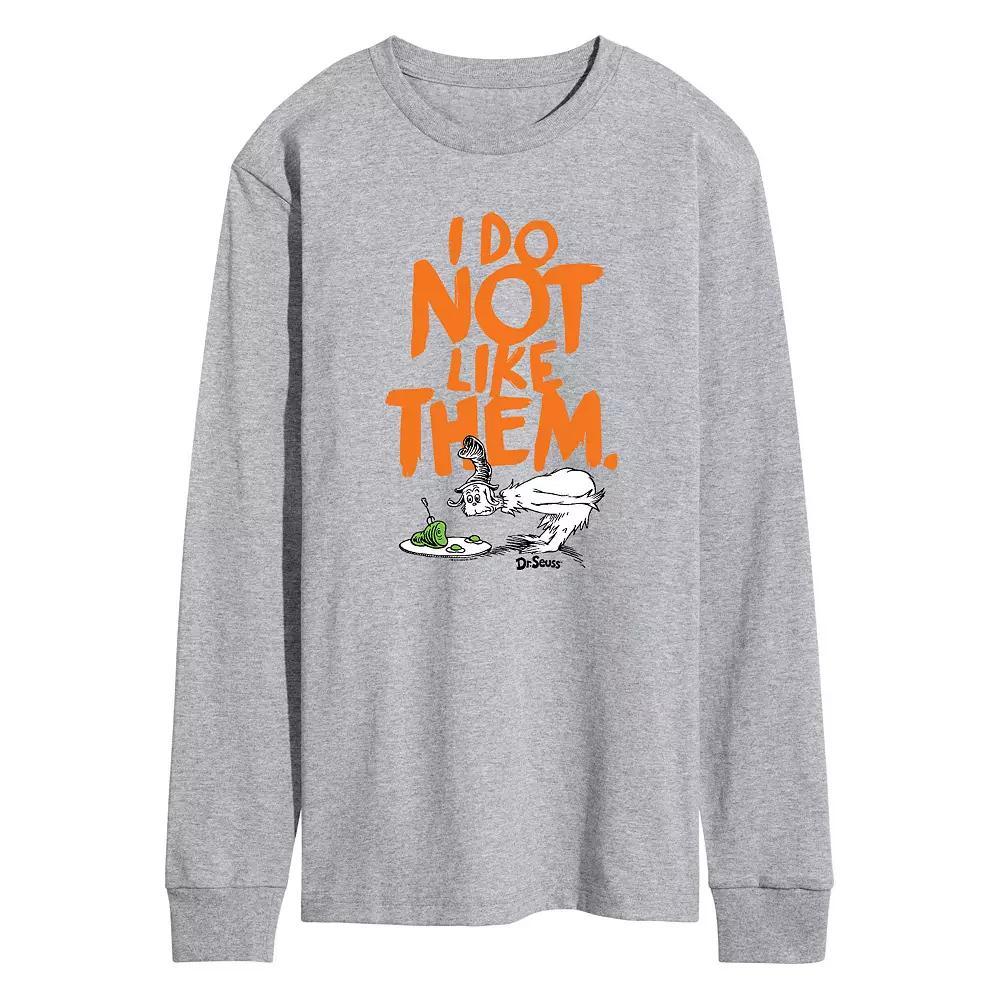 Men's Dr. Seuss Do Not Like Long-Sleeve Tee, Size: XXL, Gray Product Image