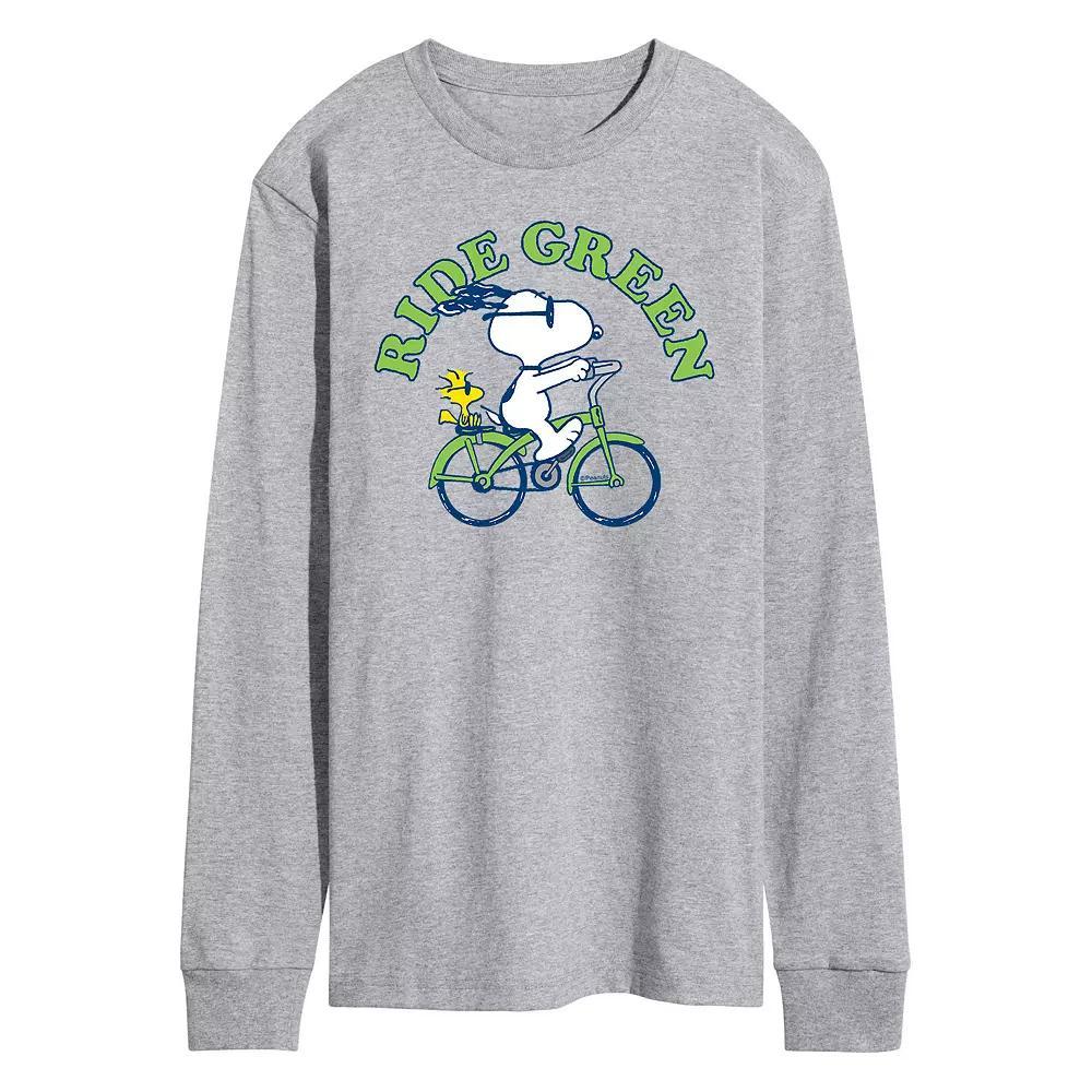 Men's Peanuts Ride Green Long Sleeve Tee,  Product Image