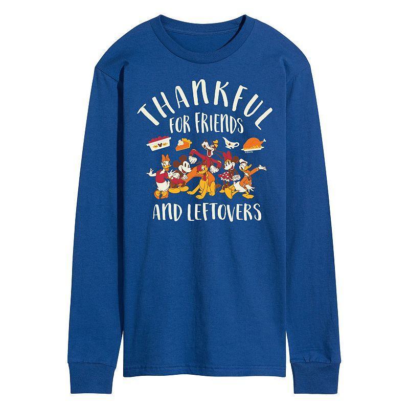 Disney's Mickey Mouse & Friends Men's Thankful For Friends And Leftovers Long Sleeve Graphic Tee, Size: Small, Blue Product Image