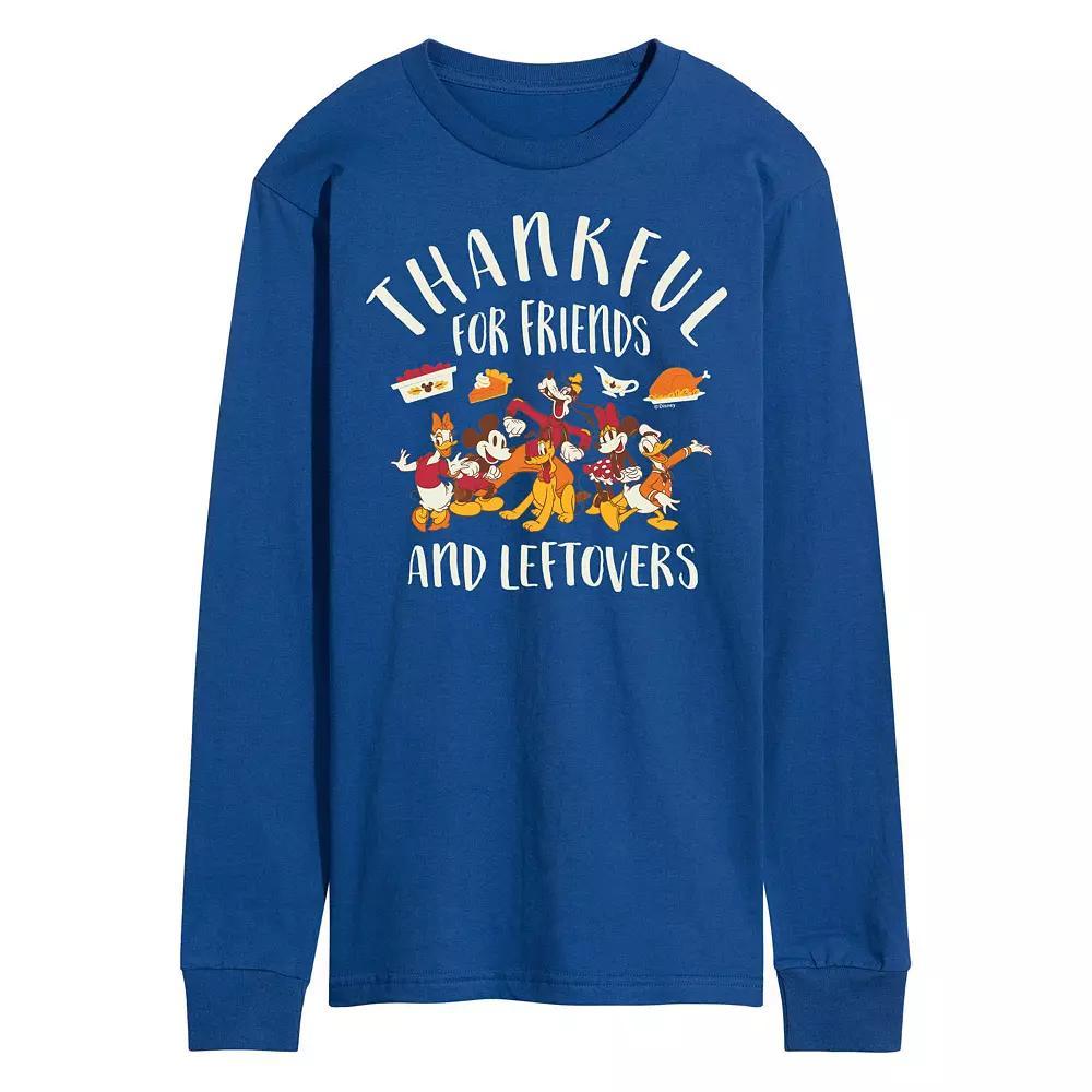 Disney's Mickey Mouse & Friends Men's Thankful For Friends And Leftovers Long Sleeve Graphic Tee, Size: Small, Blue Product Image