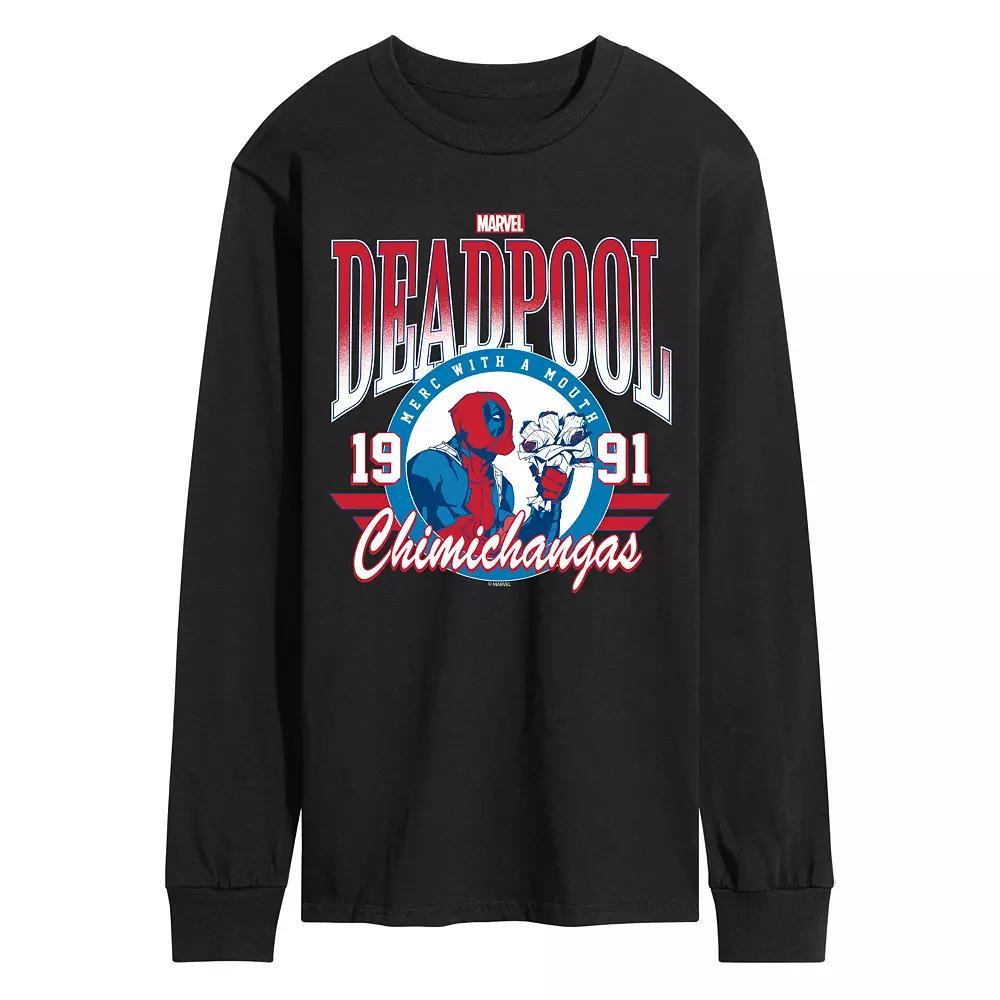 Men's Marvel Deadpool Chimichangas Collegiate Long Sleeve Graphic Tee,  Product Image